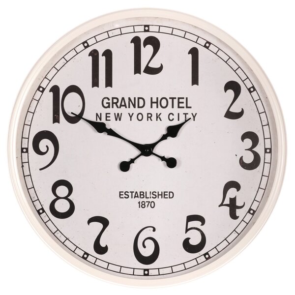 Falióra 60 cm átmérő patinás fém fehér Grand Hotel mintával