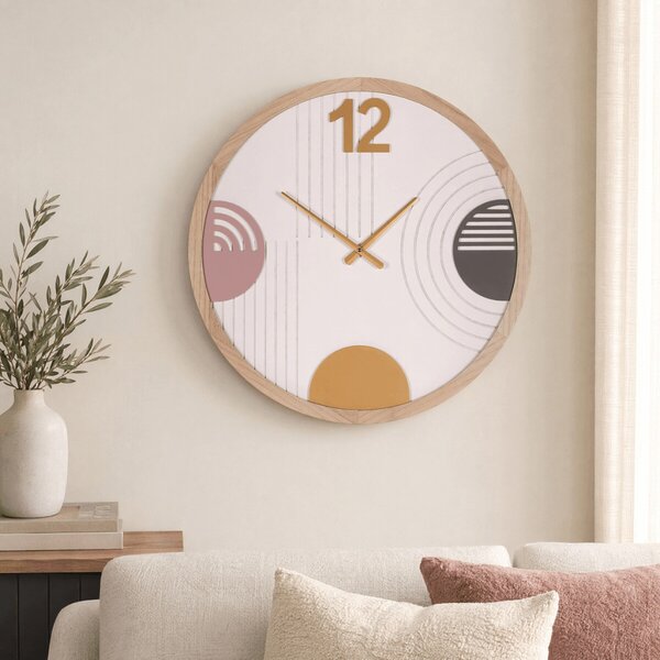 Falióra 60 cm átmérő MDF fa kerettel színes körmintával