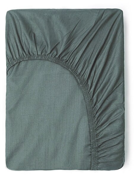 Zöld-szürke gumis pamut lepedő 140x200 cm – Good Morning