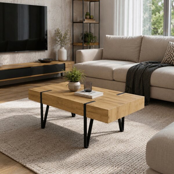 Dohányzóasztal 110 × 60 × 42 cm, MDF, vadtölgy AHG-233 OAK