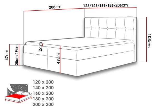 Franciaágy Boxspring 160 cm Cinara (öko-bőr soft 017 (fehér)