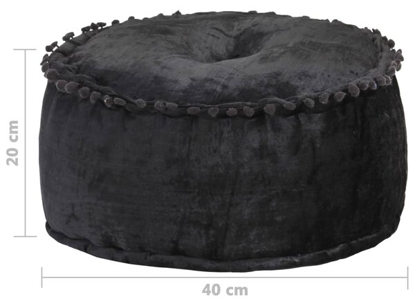 Antracitszürke kerek bársony puff 40 x 20 cm