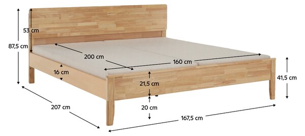 Franciaágy 160 cm Novedades (természetes) (ágyráccsal)