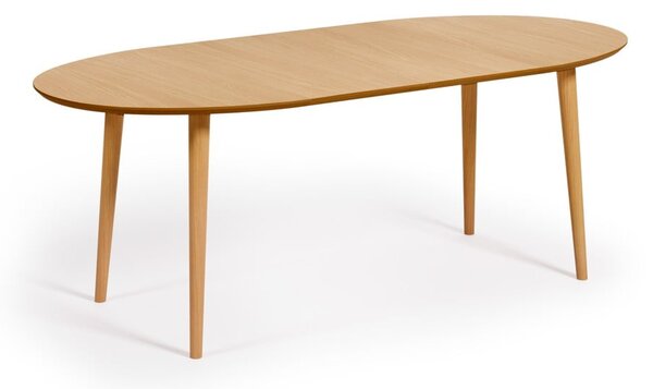 Natúr színű bővíthető étkezőasztal tölgyfa dekorral 90x120 cm Oqui – Kave Home
