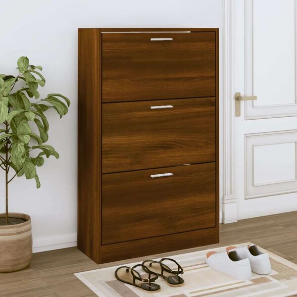 VidaXL Cipősszekrény - 3 Fiók - Barna Tölgy - 63x24x103 cm