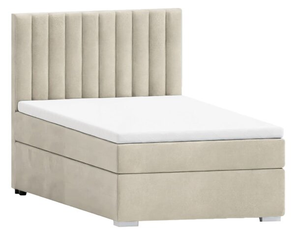 Bézs kárpitozott ágyneműtartós egyszemélyes ágy ágyráccsal 100x200 cm Bunny – Ropez