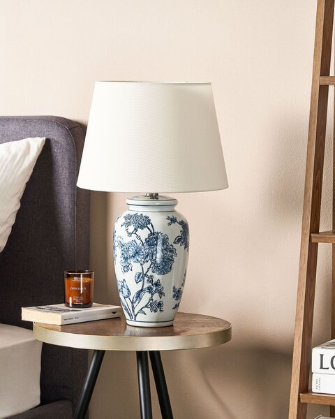 Asztali lámpa BELUSO Porcelán Fehér/kék