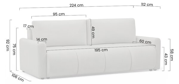 Velaro ágyazható kanapé - bézs Vela 03 szövet