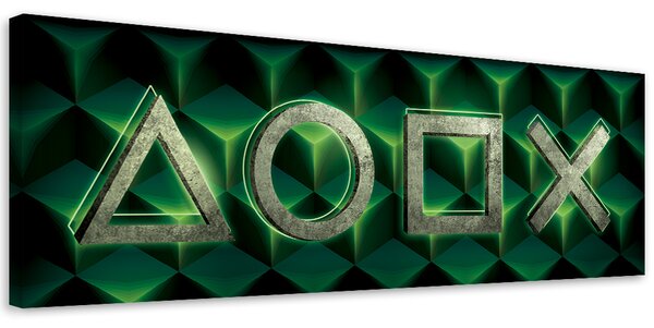 Gario Vászonkép Játék szimbólumok zöld alapon Méret: 90 x 30 cm