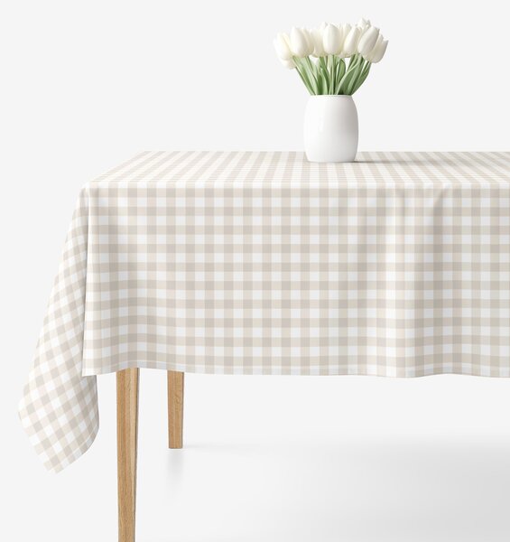 Goldea szögletes terítő 100% pamutvászon - latté kockás 100 x 100 cm
