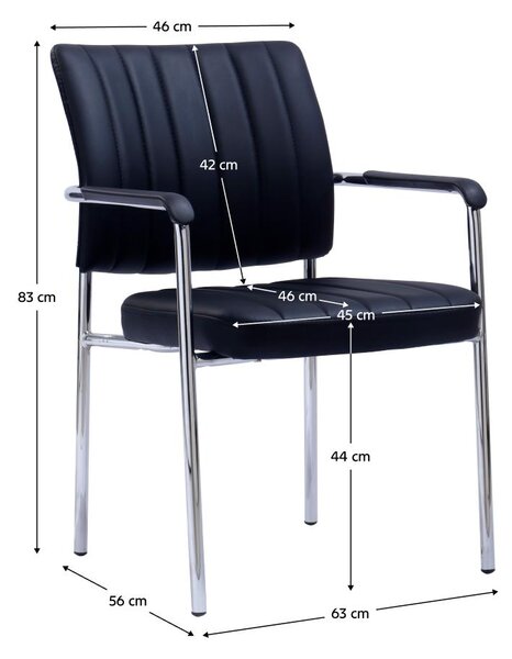 Konferencia szék Flos (fekete öko-bőr + króm)