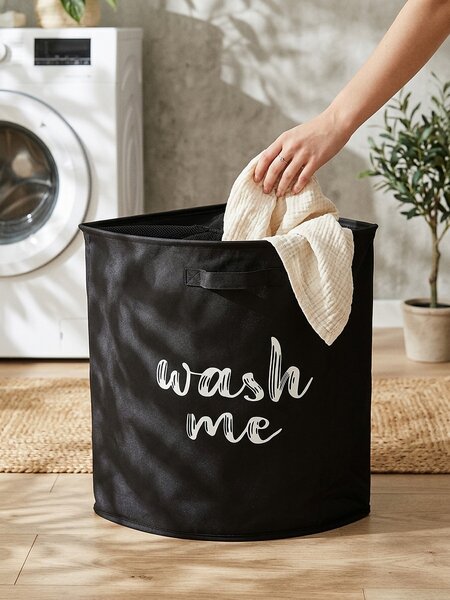 Sinsay - Feliratos szennyeskosár WASH TIME - fekete