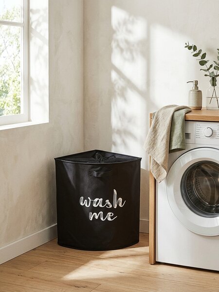 Sinsay - Feliratos szennyeskosár WASH TIME - fekete