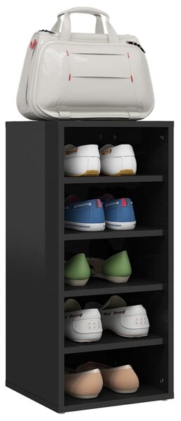 2 db magasfényű fekete forgácslap cipősszekrény 31,5x35x70 cm (808996)
