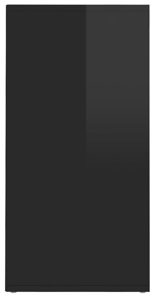 2 db magasfényű fekete forgácslap cipősszekrény 31,5x35x70 cm (808996)
