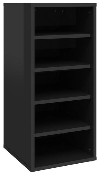 2 db magasfényű fekete forgácslap cipősszekrény 31,5x35x70 cm (808996)