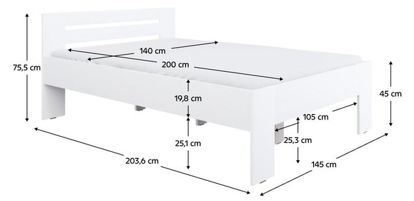 Franciaágy 140x200 cm Boyard (fehér)