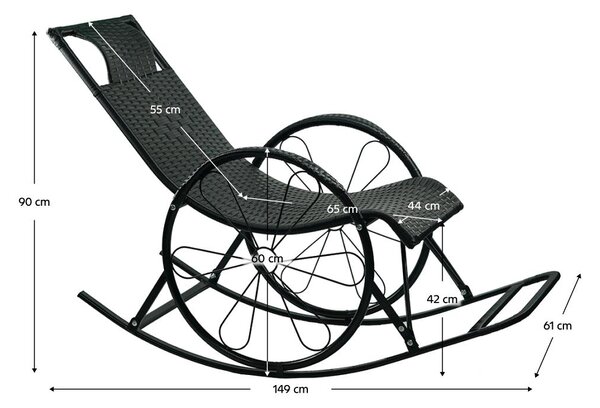 Hintafotel Rokefeler (rattan + fekete)
