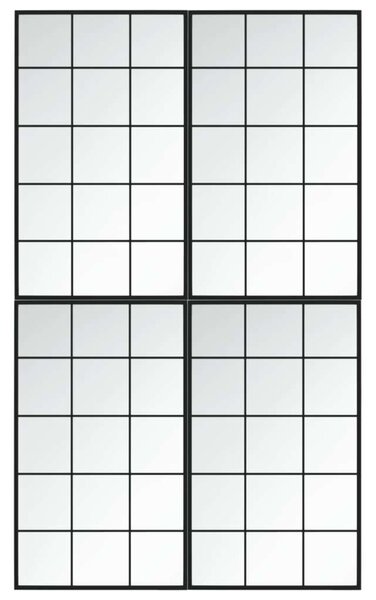 4 db Fekete Fém Fali Tükör - 100x60 cm
