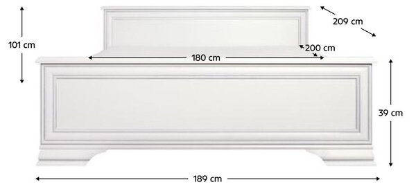 Franciaágy 180x200 cm Kuito (alpesi fehér)