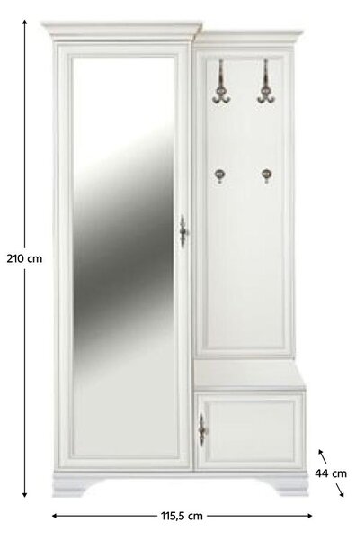 Előszoba szett Kuito PPK110L (alpesi fehér) (B)