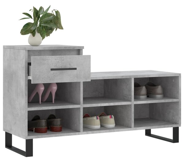 Betonszürke szerelt fa cipőszekrény 102x36x60 cm (831376)