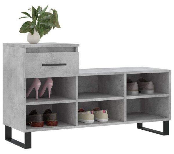 Betonszürke szerelt fa cipőszekrény 102x36x60 cm (831376)