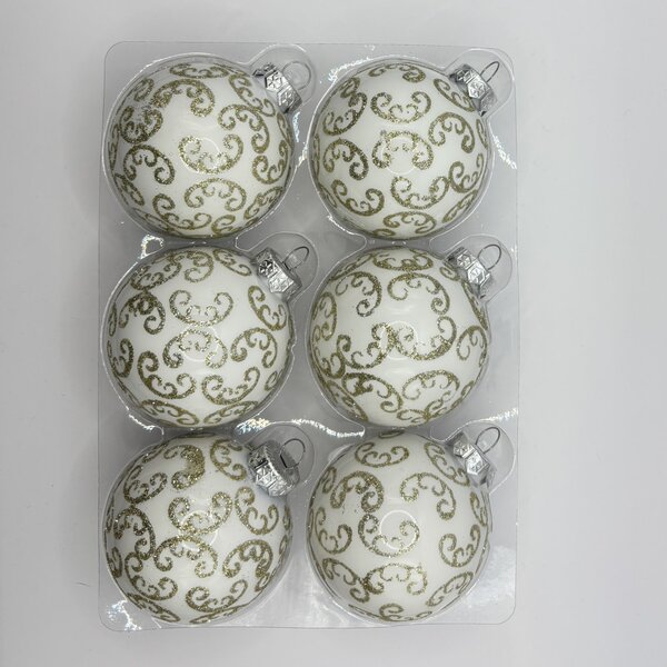 Winter Ornaments kézzel festett üveg karácsonyi gömb szett 6*7cm