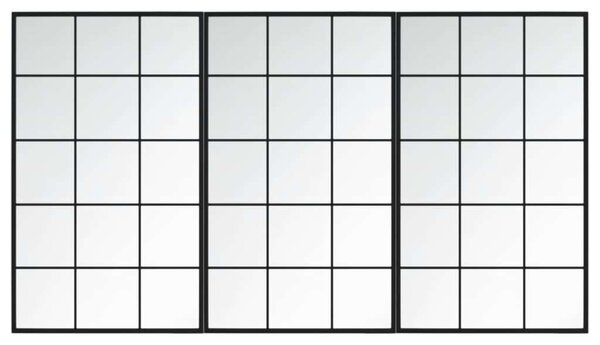 Tripla Fali Tükör - Fekete Fém Keret - 180x60 cm