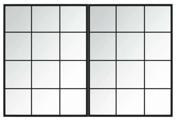 Modern Fém Fali Tükör Szett - 2 db - 80x60 cm - Fekete