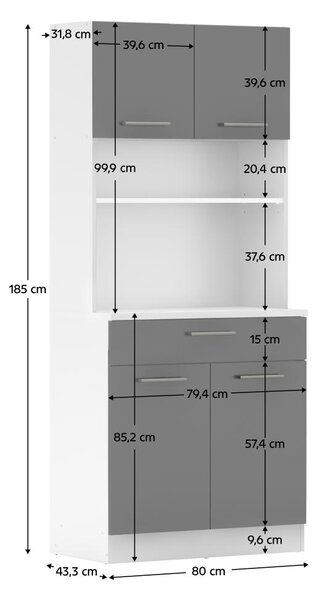 Konyhaszekrény Domini NEW (fehér + grafit)