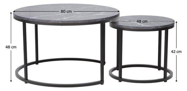 Dohányzóasztal szett (2 db.) Cayera (sötétszürke + fekete)