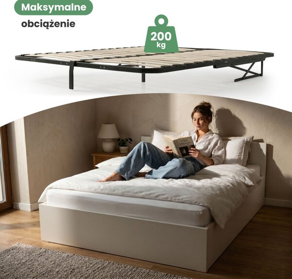 AKORD Furniture Factory 140x200 cm ágy felhúzható fém ráccsal fehér laminált