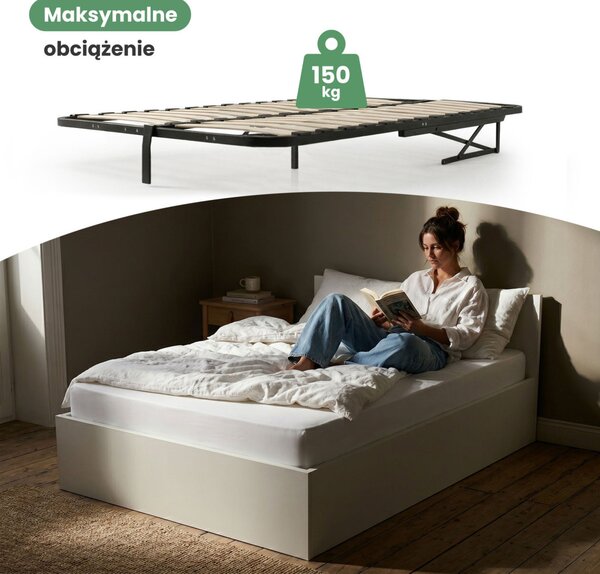 AKORD Furniture Factory 100x200 cm ágy fémráccsal és felnyitható tárolóval fehér