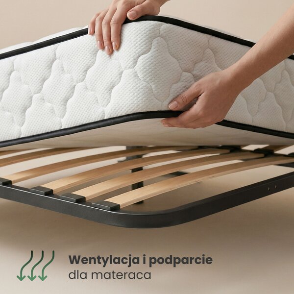 AKORD Sonoma Tölgy 100x200 cm Egyszemélyes Ágy Fémráccsal és Ágyneműtartóval