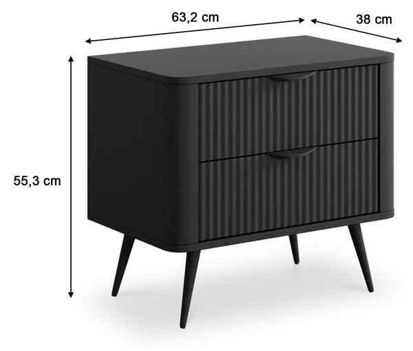 LANTE G2s retro éjjeliszekrény - fekete