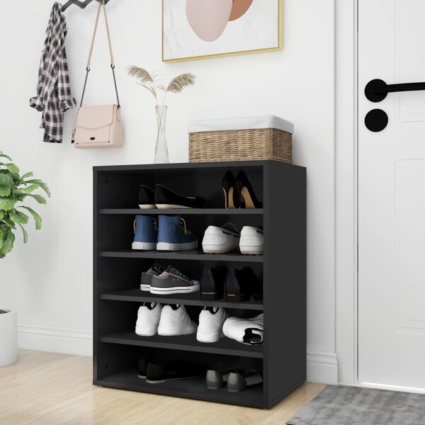 Fekete forgácslap cipősszekrény 60 x 35 x 70 cm (808937)