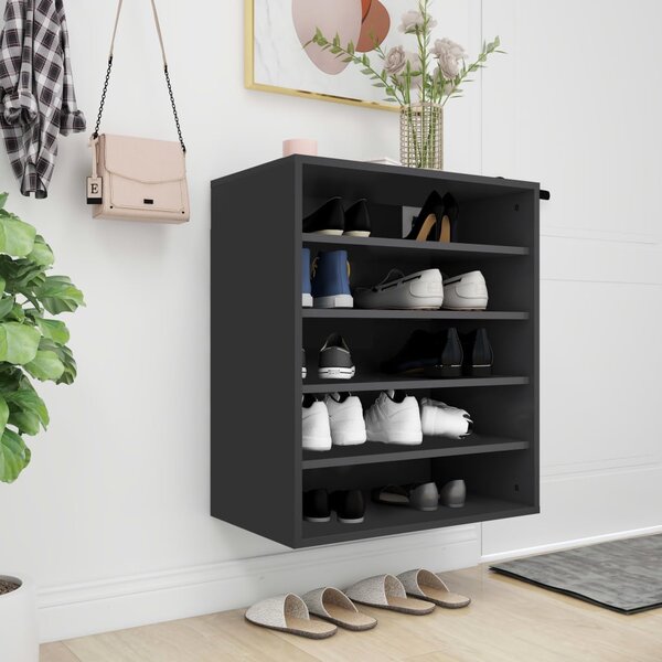 Fekete forgácslap cipősszekrény 60 x 35 x 70 cm (808937)