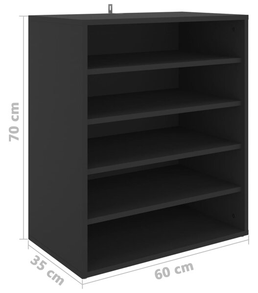 Fekete forgácslap cipősszekrény 60 x 35 x 70 cm (808937)