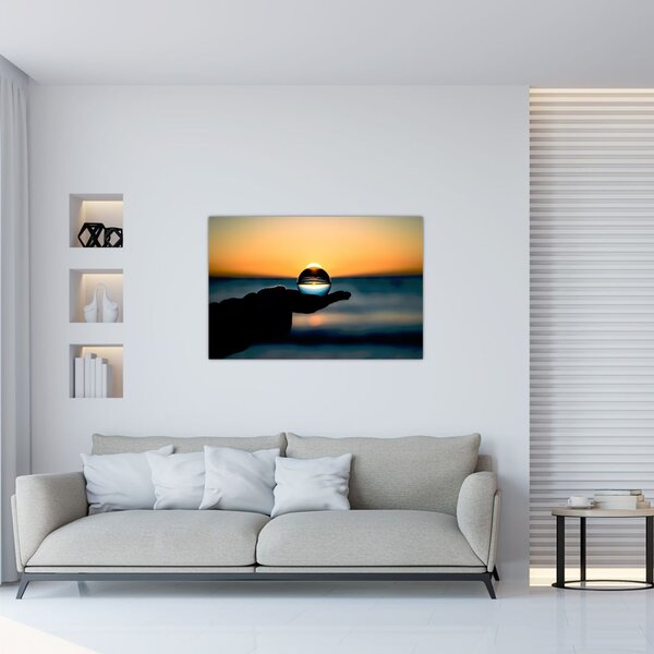 Üveggolyó a tenyérben (90x60 cm)