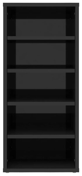 2 db magasfényű fekete forgácslap cipősszekrény 31,5x35x70 cm (808996)