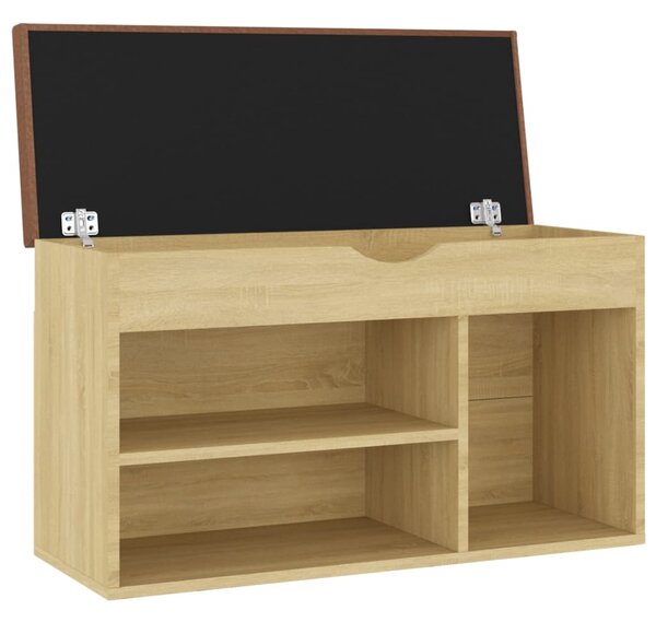 Sonoma tölgy forgácslap cipőtároló pad párnával 80 x 30 x 47 cm (326762)