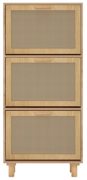 Barna szerelt fa és természetes rattan cipőszekrény 52x25x80 cm (345650)