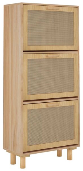 Barna szerelt fa és természetes rattan cipőszekrény 52x25x80 cm (345650)