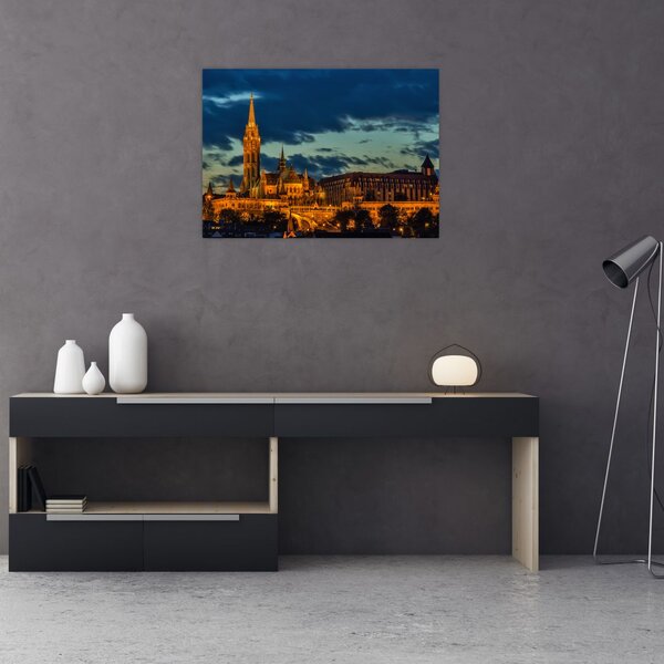Kivilágított épületek képe (70x50 cm)