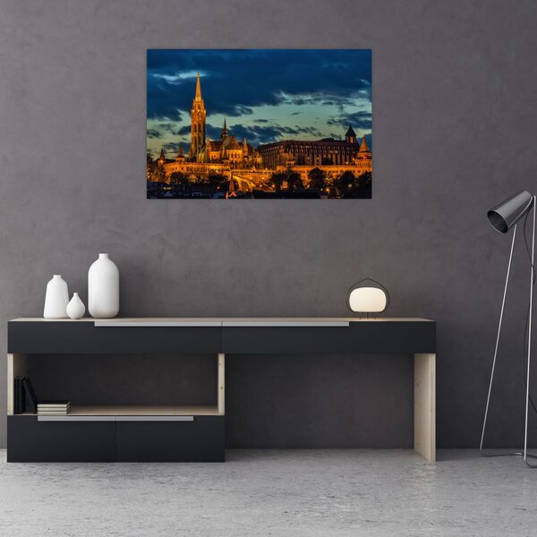 Kivilágított épületek képe (90x60 cm)