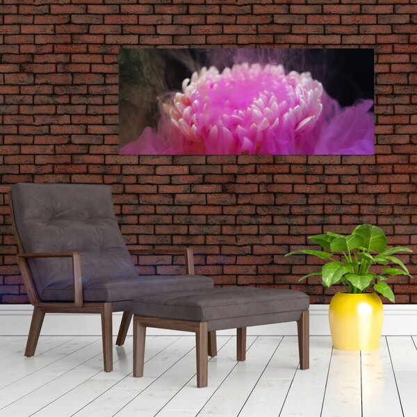 Rózsaszín virág képe a füstben (120x50 cm)