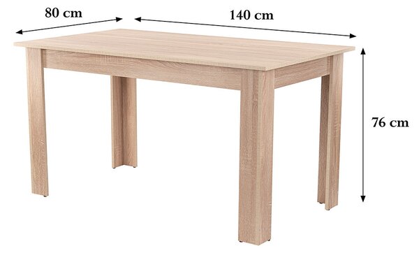 Yorki Standard étkezőasztal 140x80 cm sonoma tölgy