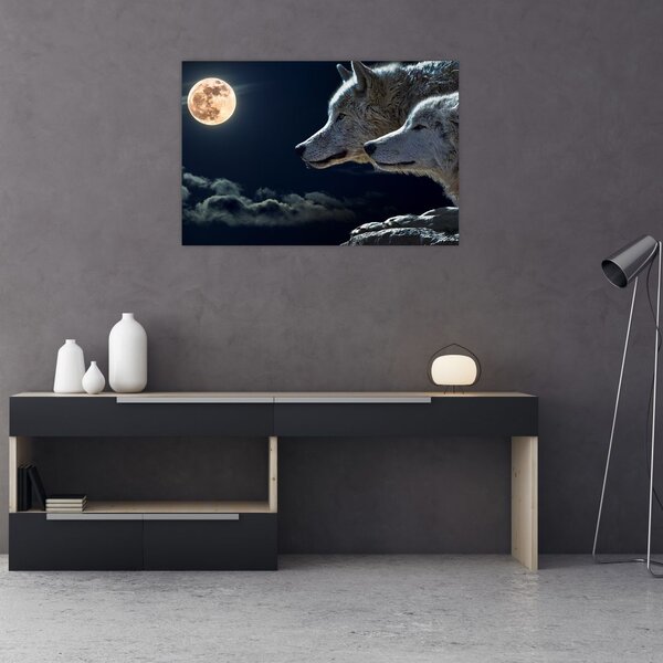 Farkas üvöltés a holdra képe (90x60 cm)