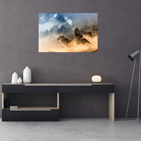 Farkasok üvöltése a holdra képe (90x60 cm)